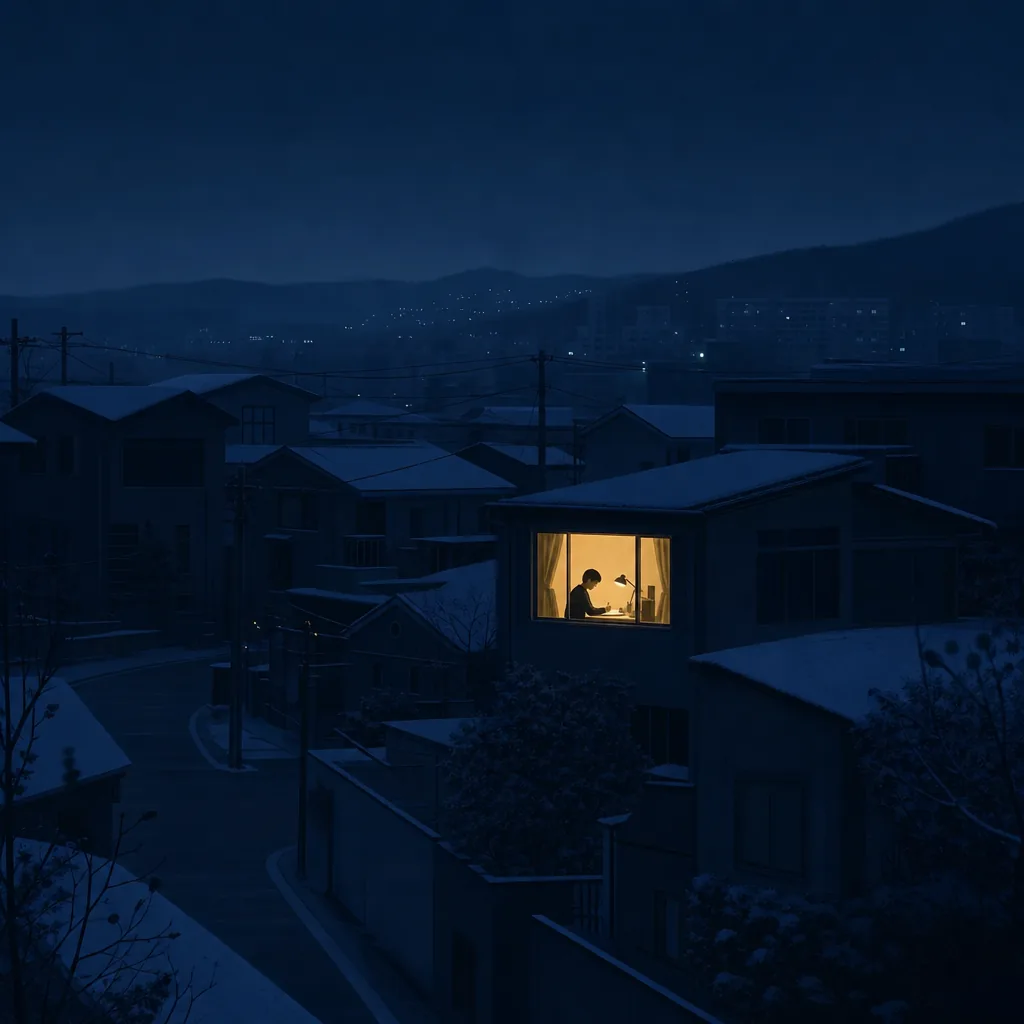 수능 날 새벽, 불 켜진 창